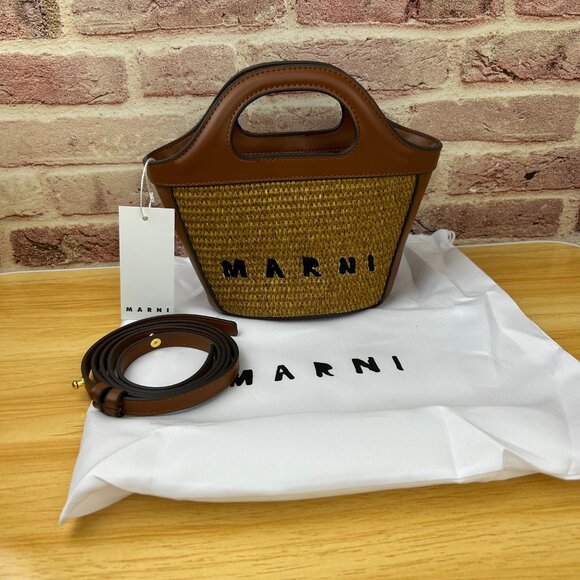 MARNI Tropicalia small Tote bag in brown Authentic - Picture 1 of 9
